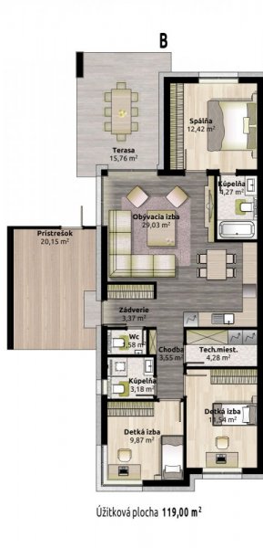 4 izbový dom B