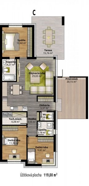 4 izbový dom C