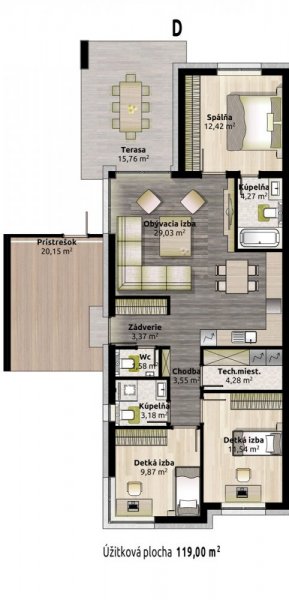 4 izbový dom D