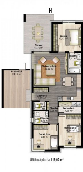 4 izbový dom H 4 izbový dom H